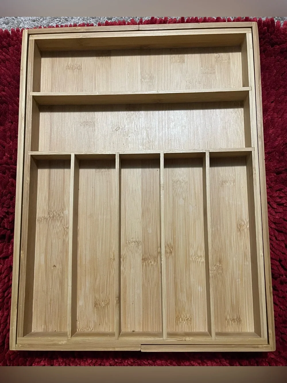 Bamboo Drawer Organizer Tray - Natural Bamboo Cutlery & Utensil Divider